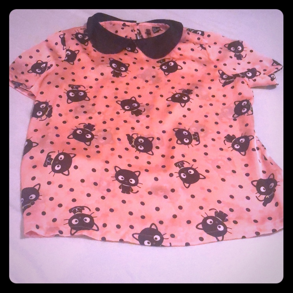 Chococat Silk Blouse with Peter Pan Collar